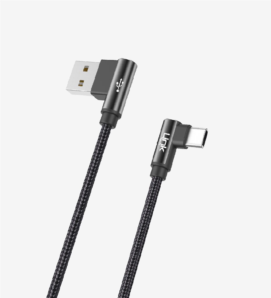 K594 Gaming 90° Derece Metalik Başlıklı 1500mm 3A Örgülü USB Tip-C Şar